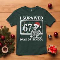 I Survived 67 Days Of School Skeleton T Shirt Funny Christmas Six Seven Meme - Wonder Print Shop