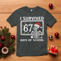 I Survived 67 Days Of School Skeleton T Shirt Funny Christmas Six Seven Meme - Wonder Print Shop