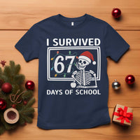 I Survived 67 Days Of School Skeleton T Shirt Funny Christmas Six Seven Meme - Wonder Print Shop