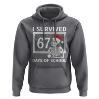 I Survived 67 Days Of School Skeleton Hoodie Funny Christmas Six Seven Meme - Wonder Print Shop