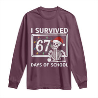 I Survived 67 Days Of School Skeleton Long Sleeve Shirt Funny Christmas Six Seven Meme - Wonder Print Shop