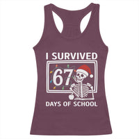 I Survived 67 Days Of School Skeleton Racerback Tank Top Funny Christmas Six Seven Meme - Wonder Print Shop