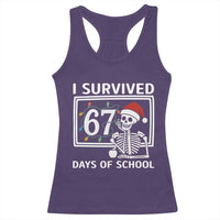 I Survived 67 Days Of School Skeleton Racerback Tank Top Funny Christmas Six Seven Meme - Wonder Print Shop