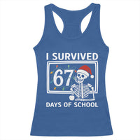 I Survived 67 Days Of School Skeleton Racerback Tank Top Funny Christmas Six Seven Meme - Wonder Print Shop
