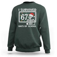 I Survived 67 Days Of School Skeleton Sweatshirt Funny Christmas Six Seven Meme - Wonder Print Shop