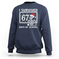 I Survived 67 Days Of School Skeleton Sweatshirt Funny Christmas Six Seven Meme - Wonder Print Shop