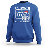 I Survived 67 Days Of School Skeleton Sweatshirt Funny Christmas Six Seven Meme - Wonder Print Shop