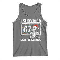 I Survived 67 Days Of School Skeleton Tank Top Funny Christmas Six Seven Meme - Wonder Print Shop