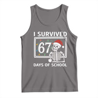 I Survived 67 Days Of School Skeleton Tank Top Funny Christmas Six Seven Meme - Wonder Print Shop