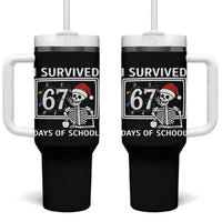 I Survived 67 Days Of School Skeleton Tumbler With Handle Funny Christmas Six Seven Meme - Wonder Print Shop