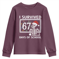I Survived 67 Days Of School Skeleton Youth Sweatshirt Funny Christmas Six Seven Meme - Wonder Print Shop
