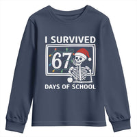 I Survived 67 Days Of School Skeleton Youth Sweatshirt Funny Christmas Six Seven Meme - Wonder Print Shop