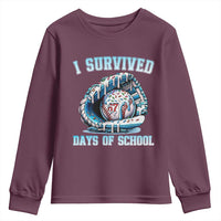 I Survived 67 Days Of School Baseball Glove Ice Cream Youth Sweatshirt Funny Christmas Six Seven Meme - Wonder Print Shop