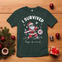 I Survived 67 Days Of School Baseball Santa T Shirt Funny Christmas Six Seven Meme - Wonder Print Shop