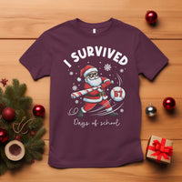 I Survived 67 Days Of School Baseball Santa T Shirt Funny Christmas Six Seven Meme - Wonder Print Shop