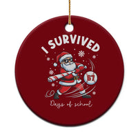 I Survived 67 Days Of School Baseball Santa Ceramic Ornament Funny Christmas Six Seven Meme - Wonder Print Shop