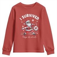 I Survived 67 Days Of School Baseball Santa Youth Sweatshirt Funny Christmas Six Seven Meme - Wonder Print Shop