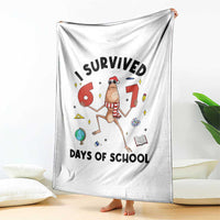 Marcus The Worm 67 Days of School Throw Blanket I Survived Funny Six Seven Meme Christmas Vibe - Wonder Print Shop