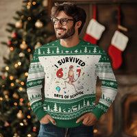 Marcus The Worm 67 Days of School Ugly Christmas Sweater I Survived Funny Six Seven Meme Xmas Vibe - Wonder Print Shop