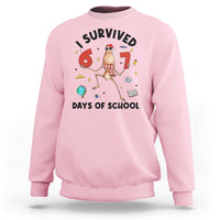 Marcus The Worm 67 Days of School Sweatshirt I Survived Funny Six Seven Meme Christmas Vibe - Wonder Print Shop