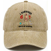 Marcus The Worm 67 Days of School Washed Cotton Baseball Cap I Survived Funny Six Seven Meme Christmas Vibe