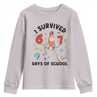 Marcus The Worm 67 Days of School Youth Sweatshirt I Survived Funny Six Seven Meme Christmas Vibe - Wonder Print Shop