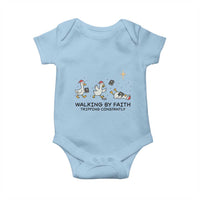 Funny Christian Goose Christmas Baby Onesie Walking By Faith Tripping Constantly - Wonder Print Shop