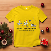 Funny Christian Goose Christmas T Shirt Walking By Faith Tripping Constantly - Wonder Print Shop
