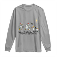 Funny Christian Goose Christmas Long Sleeve Shirt Walking By Faith Tripping Constantly - Wonder Print Shop
