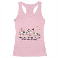 Funny Christian Goose Christmas Racerback Tank Top Walking By Faith Tripping Constantly - Wonder Print Shop
