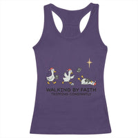 Funny Christian Goose Christmas Racerback Tank Top Walking By Faith Tripping Constantly - Wonder Print Shop