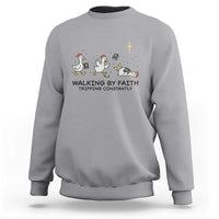 Funny Christian Goose Christmas Sweatshirt Walking By Faith Tripping Constantly - Wonder Print Shop