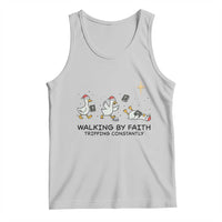 Funny Christian Goose Christmas Tank Top Walking By Faith Tripping Constantly - Wonder Print Shop
