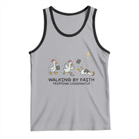 Funny Christian Goose Christmas Tank Top Walking By Faith Tripping Constantly - Wonder Print Shop