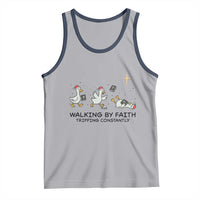 Funny Christian Goose Christmas Tank Top Walking By Faith Tripping Constantly - Wonder Print Shop