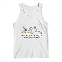 Funny Christian Goose Christmas Tank Top Walking By Faith Tripping Constantly - Wonder Print Shop