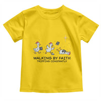 Funny Christian Goose Christmas Toddler T Shirt Walking By Faith Tripping Constantly - Wonder Print Shop