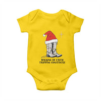 Western Christian Cowboy Baby Onesie Walking By Faith Tripping Constantly - Wonder Print Shop