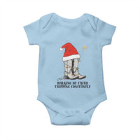 Western Christian Cowboy Baby Onesie Walking By Faith Tripping Constantly - Wonder Print Shop