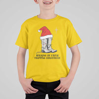 Western Christian Cowboy T Shirt For Kid Walking By Faith Tripping Constantly - Wonder Print Shop