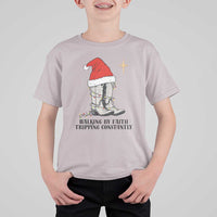 Western Christian Cowboy T Shirt For Kid Walking By Faith Tripping Constantly - Wonder Print Shop