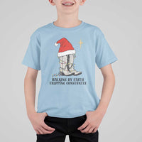 Western Christian Cowboy T Shirt For Kid Walking By Faith Tripping Constantly - Wonder Print Shop