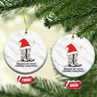 Western Christian Cowboy Ceramic Ornament Walking By Faith Tripping Constantly - Wonder Print Shop