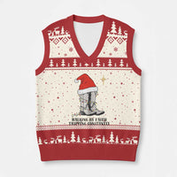 Western Christian Cowboy V-Neck Knit Sweater Vest Walking By Faith Tripping Constantly - Wonder Print Shop