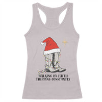 Western Christian Cowboy Racerback Tank Top Walking By Faith Tripping Constantly - Wonder Print Shop