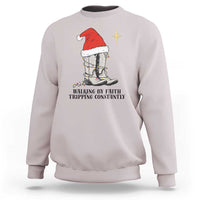Western Christian Cowboy Sweatshirt Walking By Faith Tripping Constantly - Wonder Print Shop