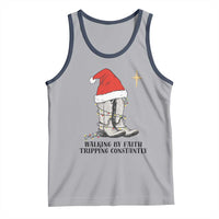 Western Christian Cowboy Tank Top Walking By Faith Tripping Constantly - Wonder Print Shop