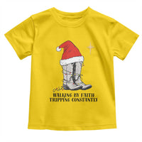 Western Christian Cowboy Toddler T Shirt Walking By Faith Tripping Constantly - Wonder Print Shop