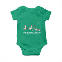 Christian Goose Christmas Baby Onesie Walking By Faith Tripping Constantly Funny Quote - Wonder Print Shop