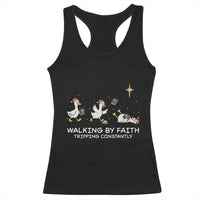 Christian Goose Christmas Racerback Tank Top Walking By Faith Tripping Constantly Funny Quote - Wonder Print Shop